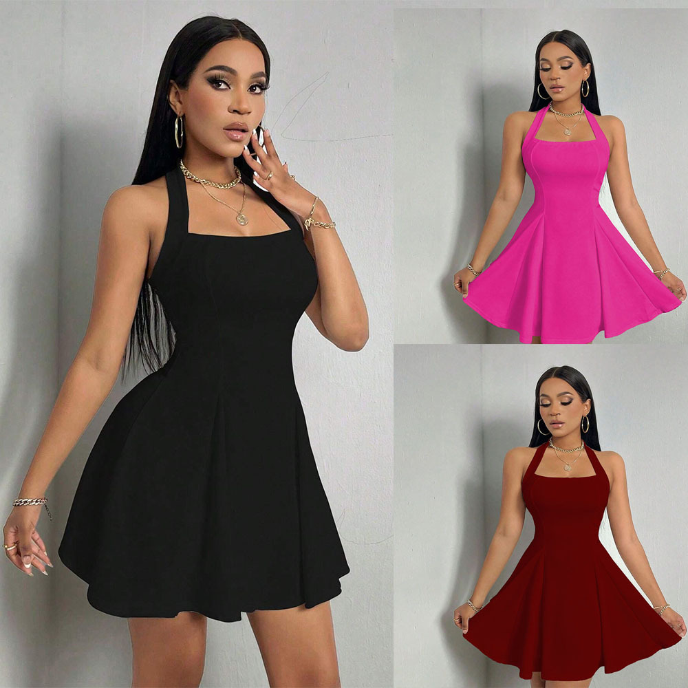 Y2K Backless Halter Mini Dress - Y2K Neues Sexy Damenkleid mit Neckholder,