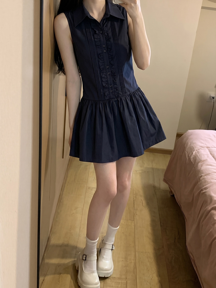 Korean Style A Line Shirt Dress - Schlankmachendes Koreanisches College-Style Hemdkleid für Damen,