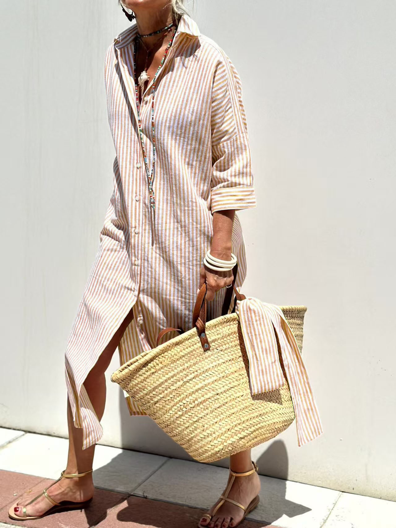 Maxi-Kleid mit Gürtel, Sommer- – Casual Loose Linen Shirt Dress Bewertung und Preis