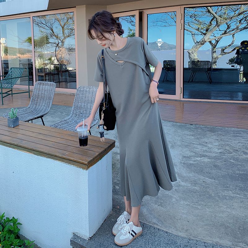 Lässiges, ausgehöhltes, schlic – Korean Style A Line Shirt Dress Bewertung und Preis