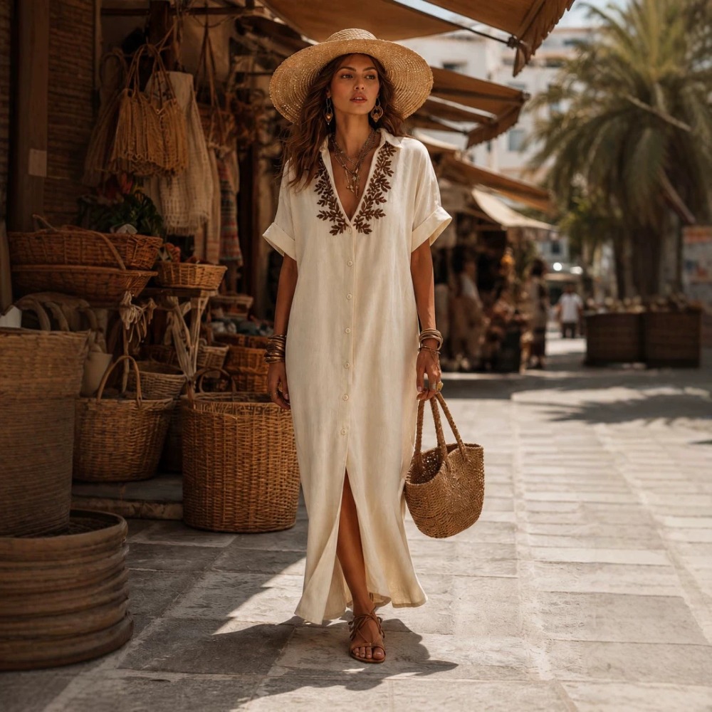 Damen Boho Hemdkleid Maxi-Klei – Boho Summer Beach Maxi Dress Bewertung und Preis