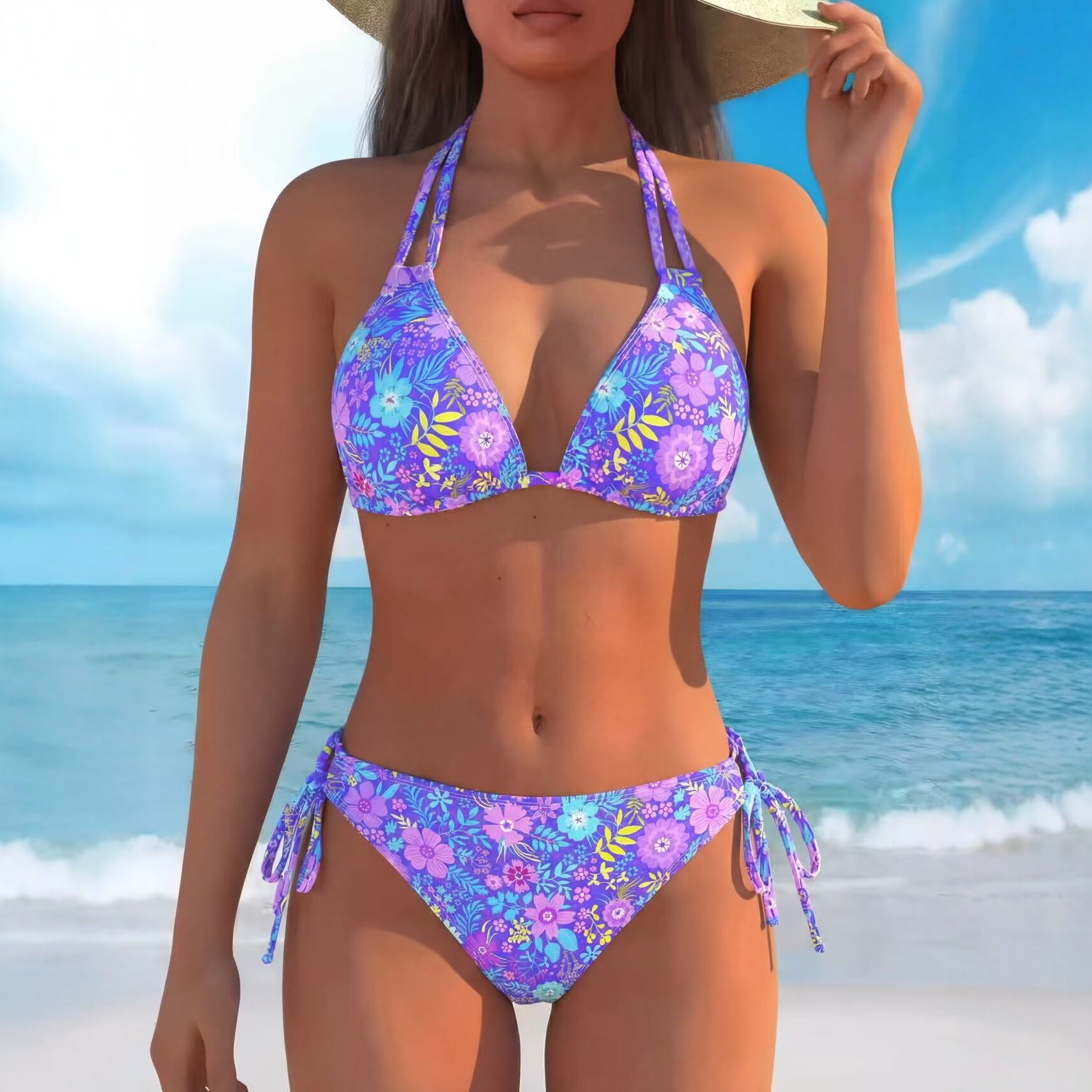 Damen-Bikini-Set mit Blumenmus – Swimwear Bewertung und Preis
